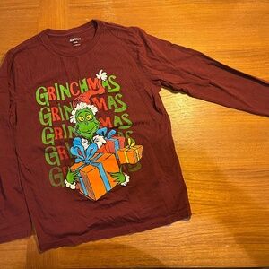 Old Navy Long Sleeve T Grinchmas Grinch Maroon L 10-12